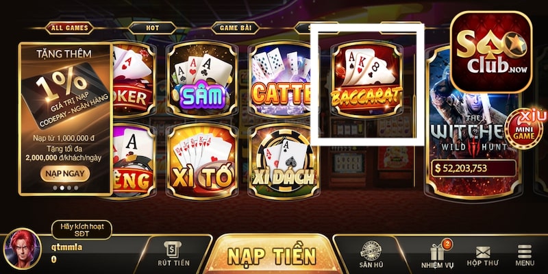 Các ưu điểm của game Baccarat Saoclub