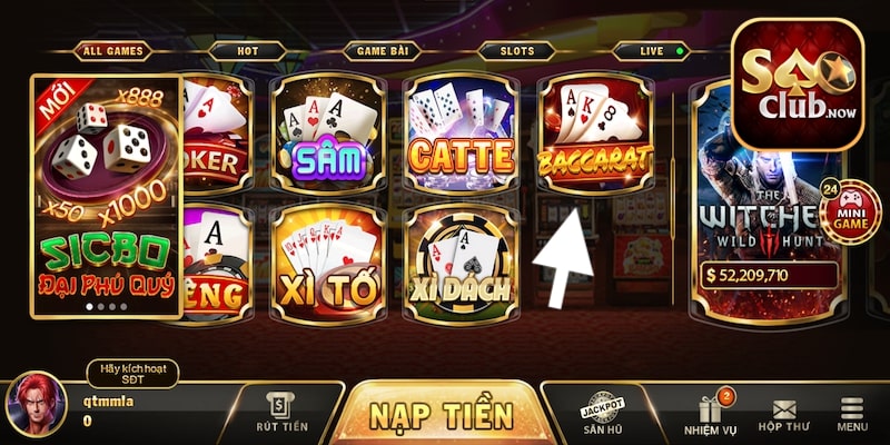 Chơi game Baccarat Saoclub uy tín