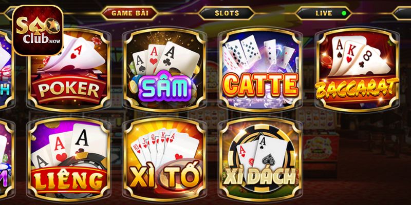 Game bài Saoclub phong phú, đa dạng
