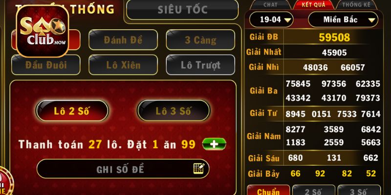 Kết quả các kỳ mở thưởng tại sân chơi Saoclub